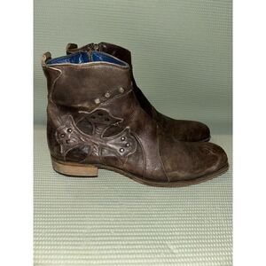 Mark Nason Cross Boots Side Zip Brown Leather Men’s Size 10 87627